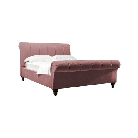 E-Furniture | Rosette Blush King-Size Upholstered Bed, Pastel Perfection