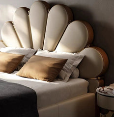 E-Furniture | Opulent Dreams Upholstered California King Bed, Ivory Gold
