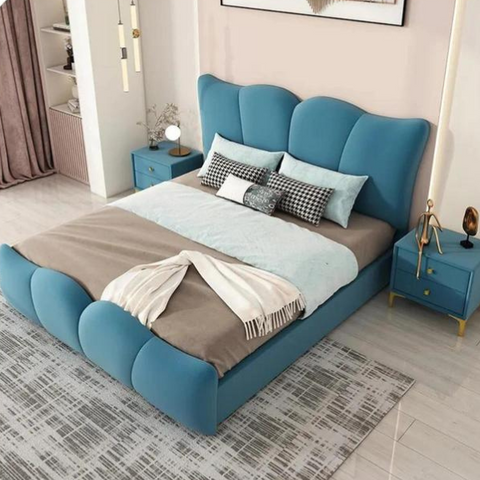 E-Furniture | Azure Dreams Upholstered King Size Bed, Ocean Mist