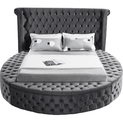 E-Furniture | Luna Serenade Upholstered queen Size Bed, Moonlit Gray