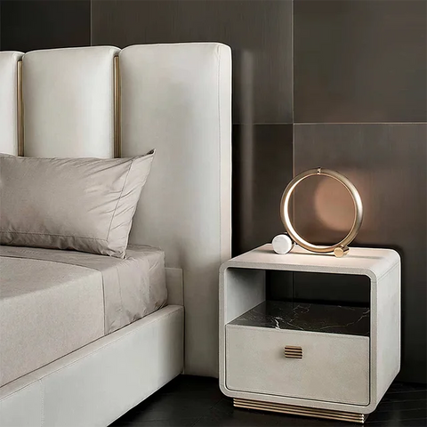 E-Furniture | Tranquil Haven Upholstered King Size Bed, Misty Beige