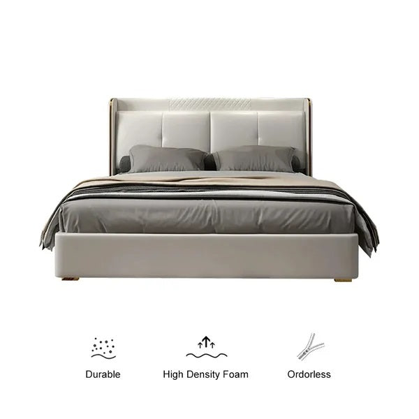 E-Furniture | Tranquil Dreams Upholstered King Size Bed, Misty Blue