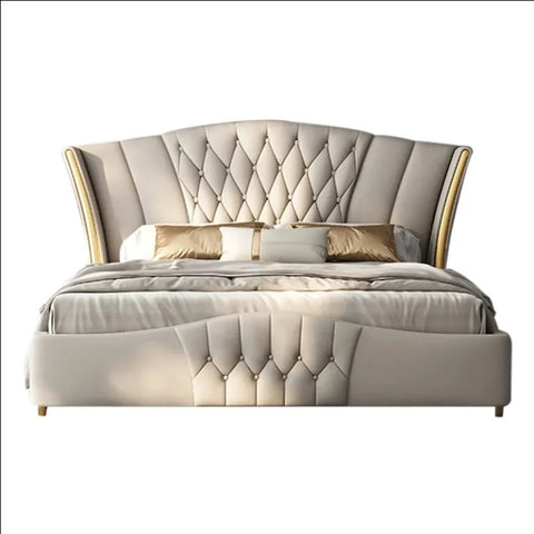 E-Furniture | Serene Dreams Upholstered Queen Size Bed, Tranquil Beige