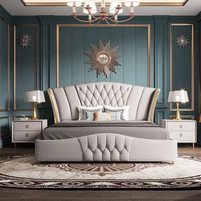 E-Furniture | Serene Dreams Upholstered Queen Size Bed, Tranquil Beige