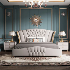 E-Furniture | Serene Dreams Upholstered Queen Size Bed, Tranquil Beige