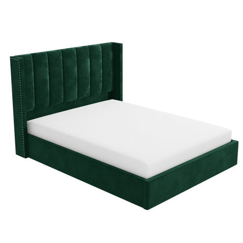 E-Furniture | Orion Grande Upholstered King Size Bed, Emerald Velvet