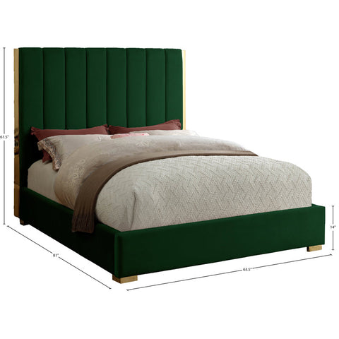 Royal E Furniture | Emerald Majesty King Size Upholstered Bed, Forest Green