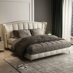 E-Furniture | Celestial Reverie Upholstered Queen Size Bed, Moonlit Azure