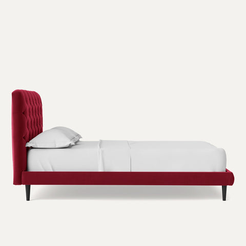 E-Furniture | Crimson Dream Serenity King-Size Upholstered Bed, Ruby Red