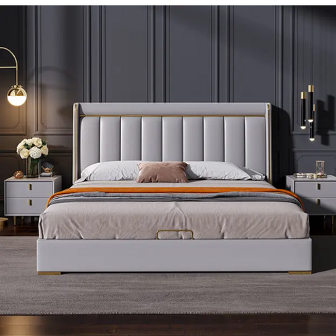 E-Furniture | Celestial Slumber King-Size Upholstered Bed, Ivory Whisper