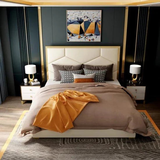 E-Furniture | Urban Chic Upholstered Queen Size Bed, Midnight Velvet