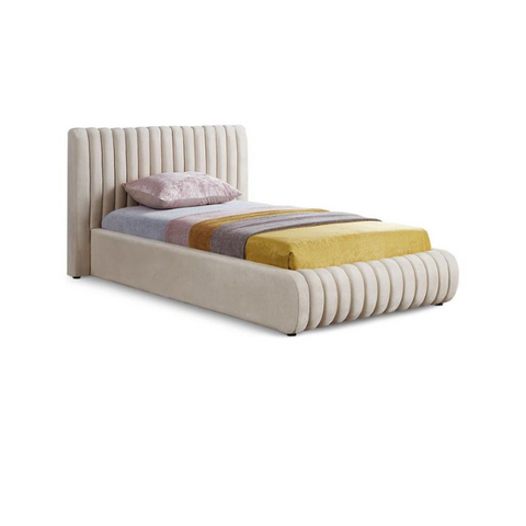 E-Furniture | Zenith Comfort Upholstered California King Bed, Misty Taupe