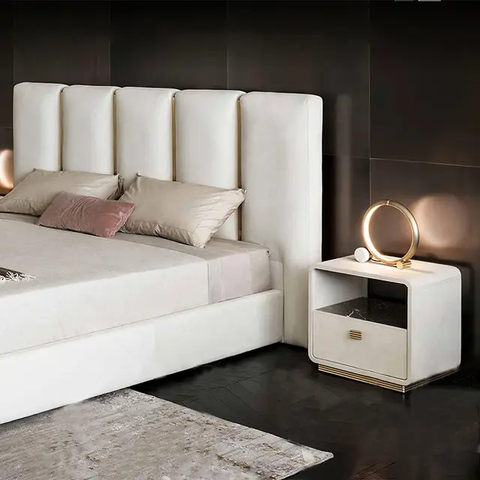 E-Furniture | Tranquil Haven Upholstered King Size Bed, Misty Beige