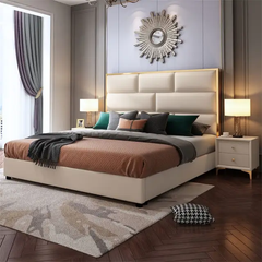 E-Furniture | Serene Haven Upholstered King Size Bed, Ivory Mist