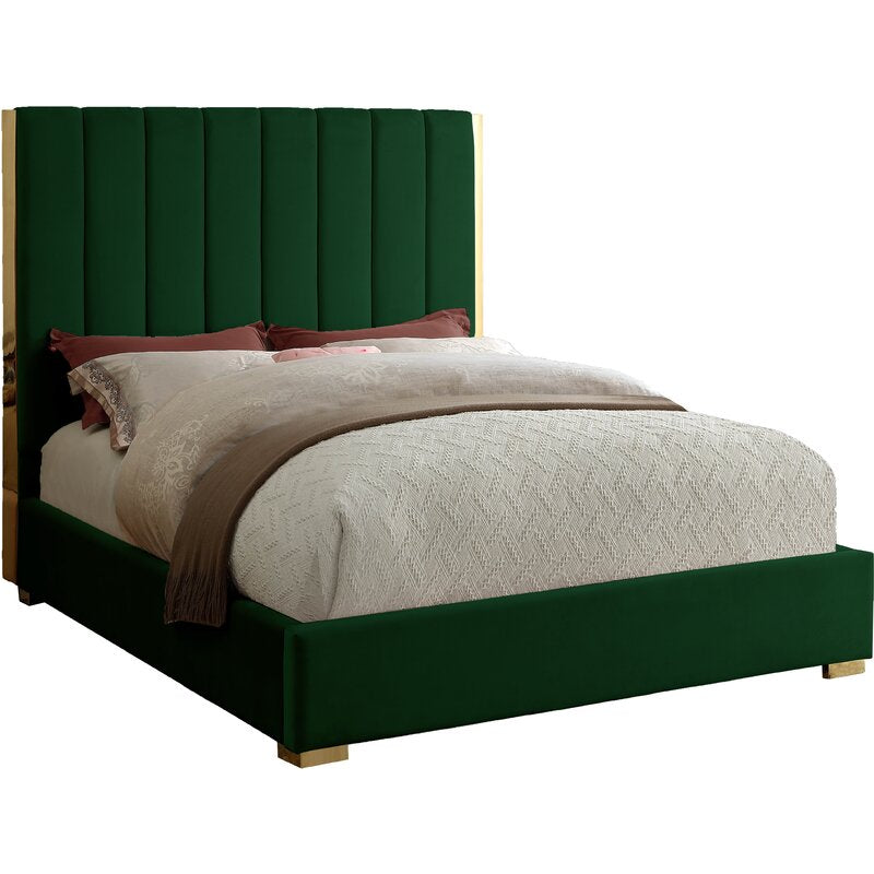 Royal E Furniture | Emerald Majesty King Size Upholstered Bed, Forest Green