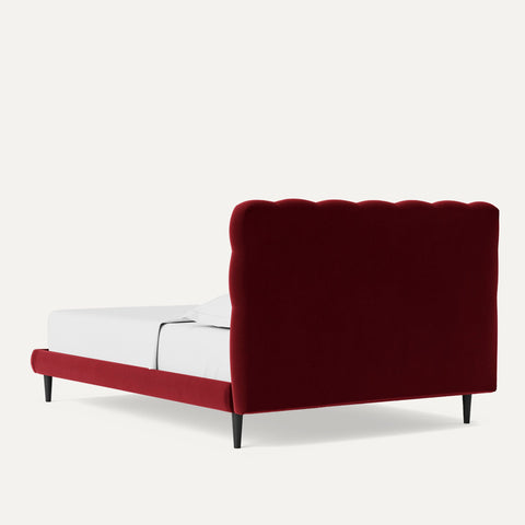 E-Furniture | Crimson Dream Serenity King-Size Upholstered Bed, Ruby Red