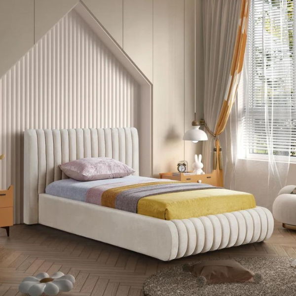 E-Furniture | Padded Elegance King-Size Upholstered Bed, Sunshine Chic