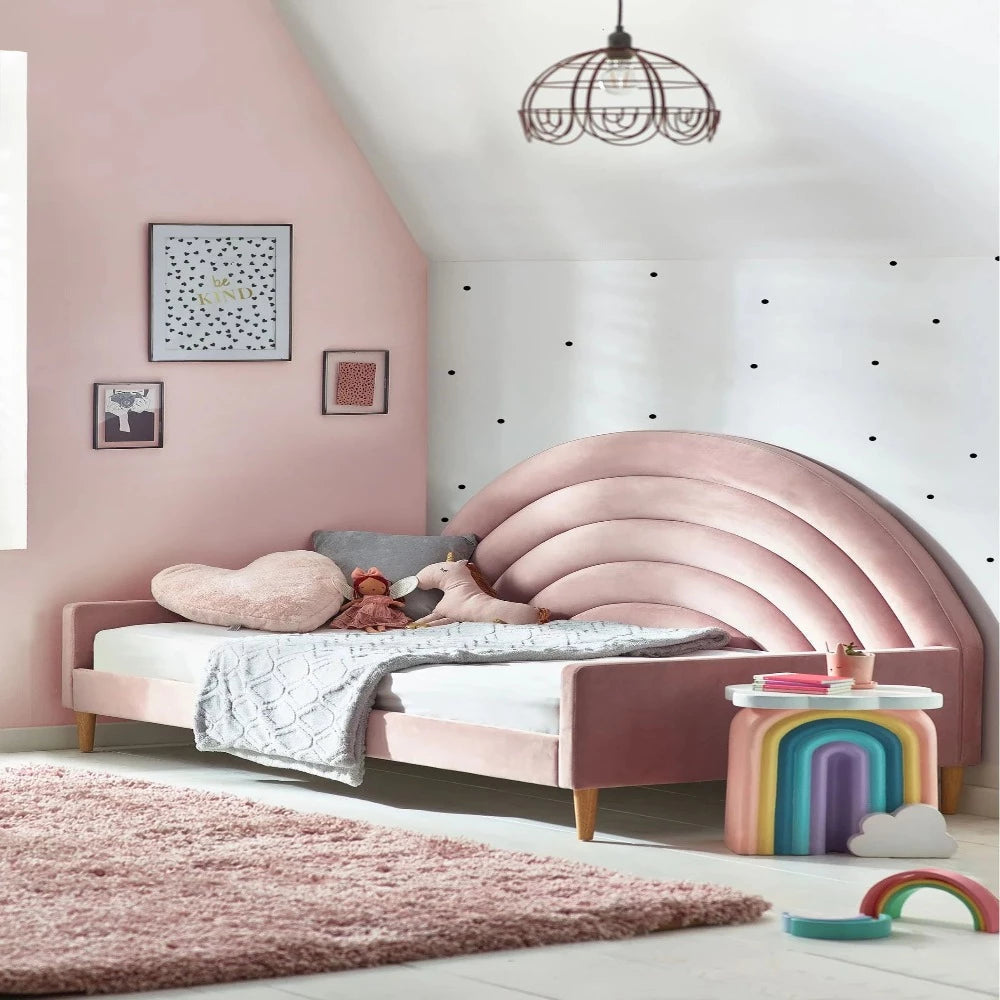 E-Furniture | Blush Velvet Dream Upholstered Queen Size Bed