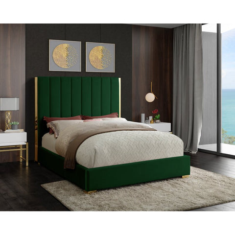Royal E Furniture | Emerald Majesty King Size Upholstered Bed, Forest Green