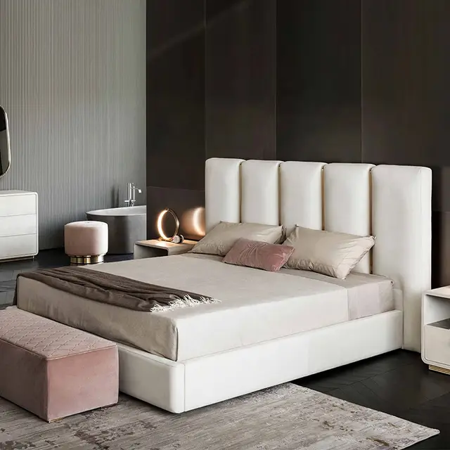 E-Furniture | Tranquil Haven Upholstered King Size Bed, Misty Beige