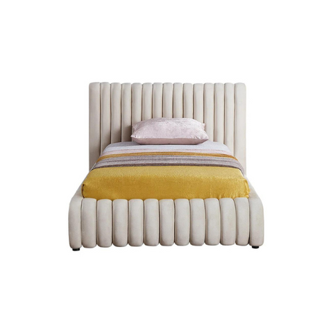 E-Furniture | Zenith Comfort Upholstered California King Bed, Misty Taupe