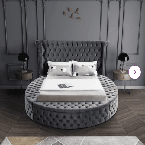 E-Furniture | Luna Serenade Upholstered queen Size Bed, Moonlit Gray