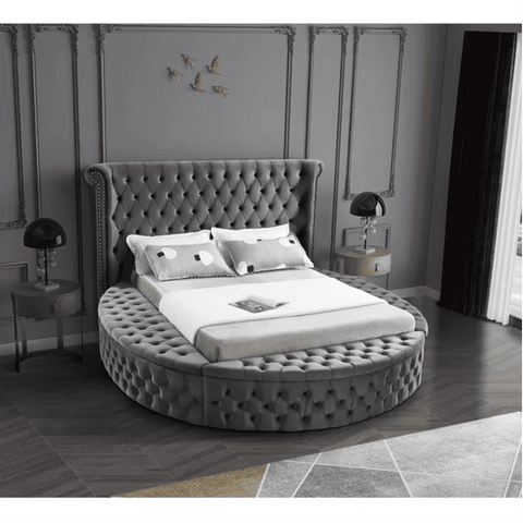E-Furniture | Luna Serenade Upholstered queen Size Bed, Moonlit Gray