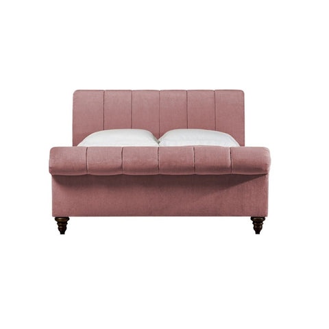 E-Furniture | Rosette Blush King-Size Upholstered Bed, Pastel Perfection