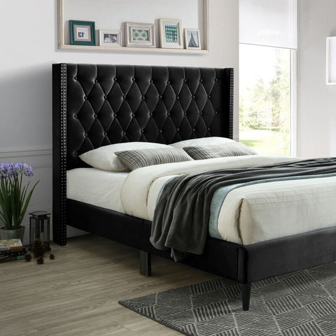 E-Furniture | Tranquil Haven Upholstered King Size Bed, Misty Gray