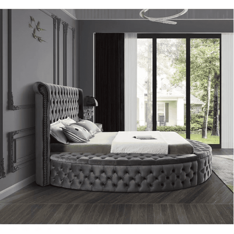 E-Furniture | Luna Serenade Upholstered queen Size Bed, Moonlit Gray