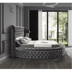 E-Furniture | Luna Serenade Upholstered queen Size Bed, Moonlit Gray