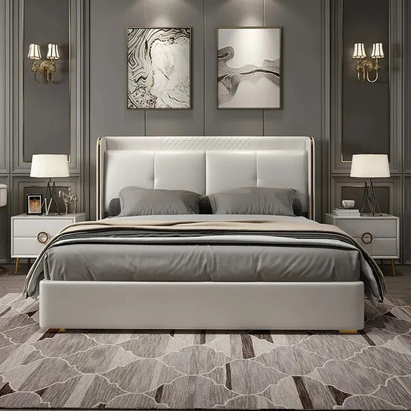 E-Furniture | Tranquil Dreams Upholstered King Size Bed, Misty Blue