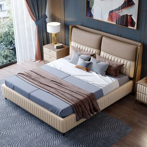 E-Furniture | Tranquil Dreams Upholstered Twin Size Bed, Misty Blue