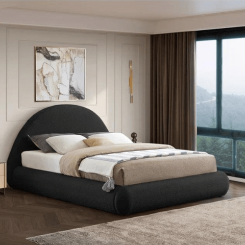 E-Furniture | Urban Chic Upholstered King Size Bed, Charcoal Gray