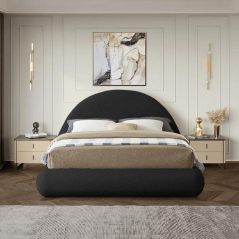 E-Furniture | Urban Chic Upholstered King Size Bed, Charcoal Gray