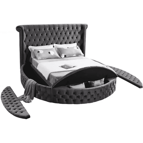 E-Furniture | Luna Serenade Upholstered queen Size Bed, Moonlit Gray