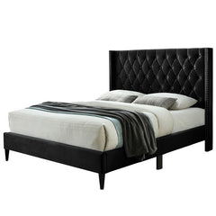 E-Furniture | Tranquil Haven Upholstered King Size Bed, Misty Gray