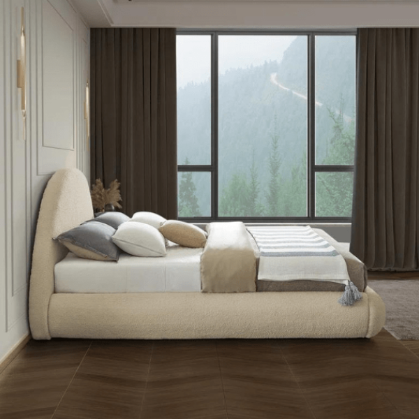 E-Furniture | Coastal Retreat Upholstered Full Size Bed, Ocean Mist