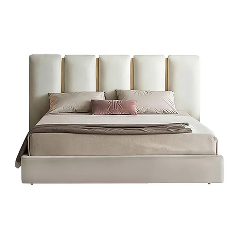 E-Furniture | Tranquil Haven Upholstered King Size Bed, Misty Beige