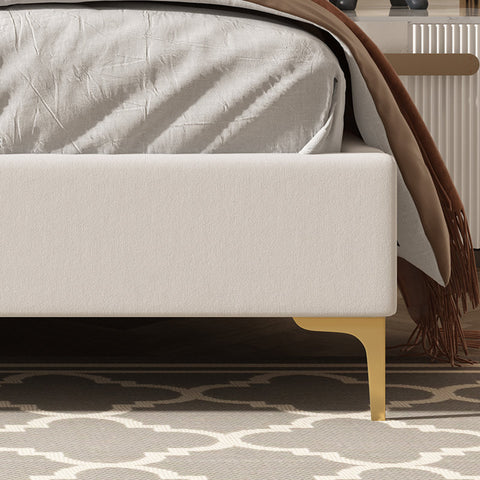 Royal E Furniture | Aurora Luxe King Size Upholstered Bed, Velvet Ivory White