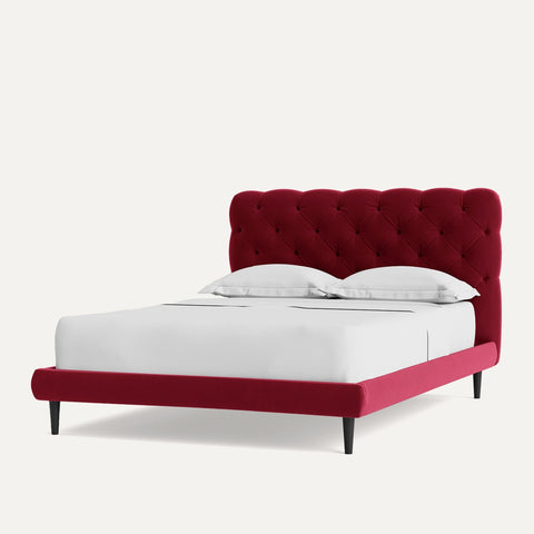 E-Furniture | Crimson Dream Serenity King-Size Upholstered Bed, Ruby Red