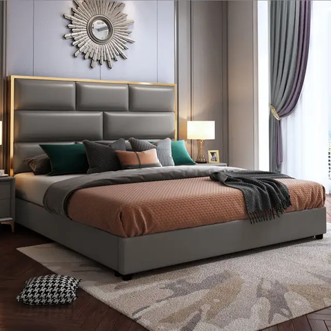 E-Furniture | Opulent Oasis Upholstered Queen Size Bed, Sage Green