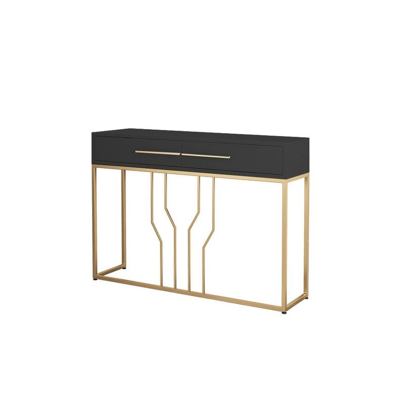 E-Furniture Rome Console Table glossy black and gold