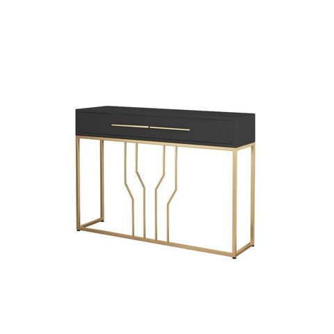 E-Furniture Rome Console Table glossy black and gold