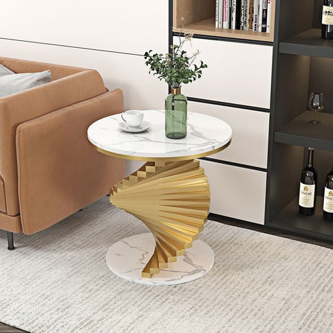 E-Furniture SanFrancisco Side Table marble white