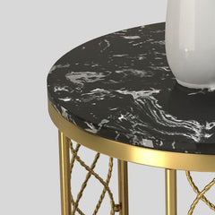 E-Furniture Sacramento Side Table marble white