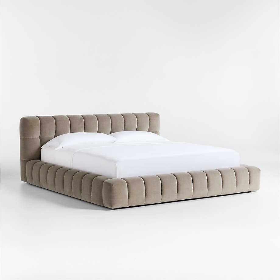 Astrena Haven | Queen size Channel-Tufted Velvet Upholstered Bed