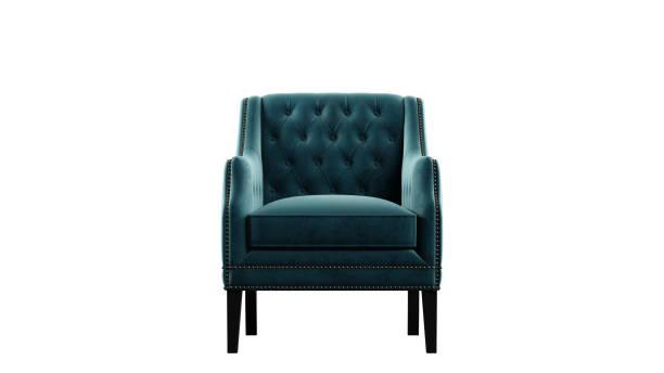 E-FURNITURE Albert Accent Chair velvet Finish In Teal Colour - E-FURNITURE