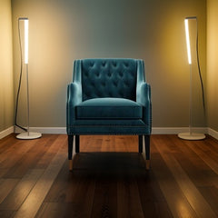 E-FURNITURE Albert Accent Chair velvet Finish In Teal Colour