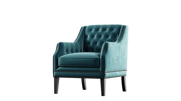 E-FURNITURE Albert Accent Chair velvet Finish In Teal Colour - E-FURNITURE